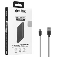 S-link IP-K27 10000mAh 2*USB+Micro+Type-C Metal Kasa Siyah LCD Ekranlı Taşınabilir Pil Şarj Cihazı