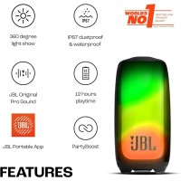 JBL Pulse5 Işıklı Bluetooth Hoparlör IP67 - Siyah