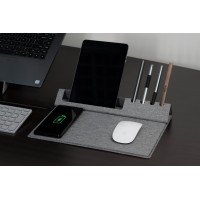 Portatif Kablosuz Şarj Özellikli Mouse Pad, Telefon Tutucu ve Kalemlik