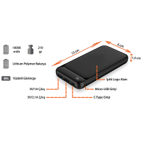 10000 mAh Işıklı Powerbank K370