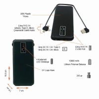 10000 mAh Powerbank (Dahili Kablolu) K420