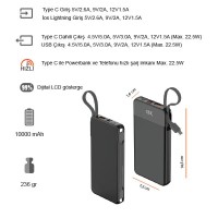 10000 mAh 22.5W Hızlı Sarjlı (Dahili Kablolu) Powerbank K440