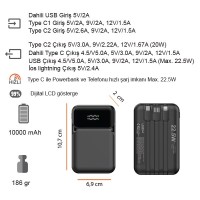 10000 mAh 22.5W Hızlı Sarjlı (Dahili Kablolu) Powerbank K75