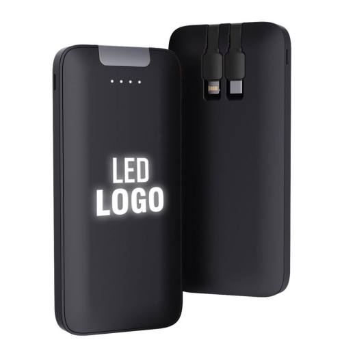 10000 mAh Işıklı Kendinden Kablolu Powerbank K100