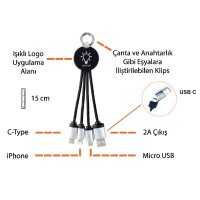 IŞIKLI KISA ŞARJ KABLOSU KL10 TYPE-C UÇLU (ÇANTALI)