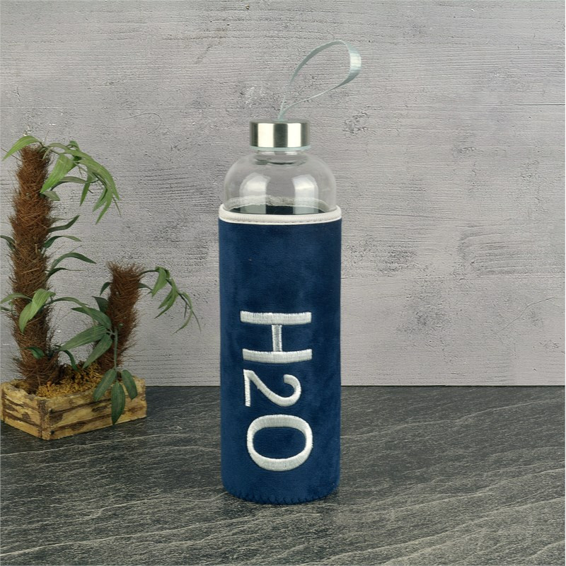 1000 ml H2o Peluş Kılıflı Cam Matara