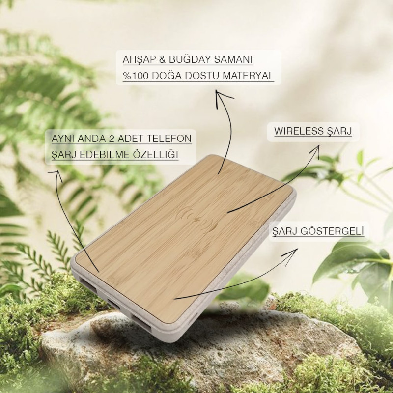 EccoTech 10.000 mAh Ekolojik Wireless Powerbank