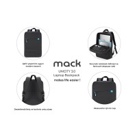 MACK MCC-605 15.6 UNICITY 3.0 Notebook Sırt Çantası Siyah