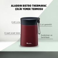 Aladdin Bistro Thermavac Paslanmaz Çelik Yemek Termosu 0,40 LT - Bordo