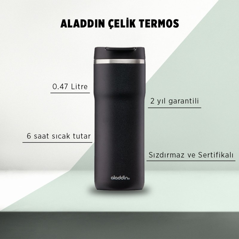 Aladdin Java Thermavac Leak-Lock™ Çelik Termos Bardak 0,47 LT - Siyah