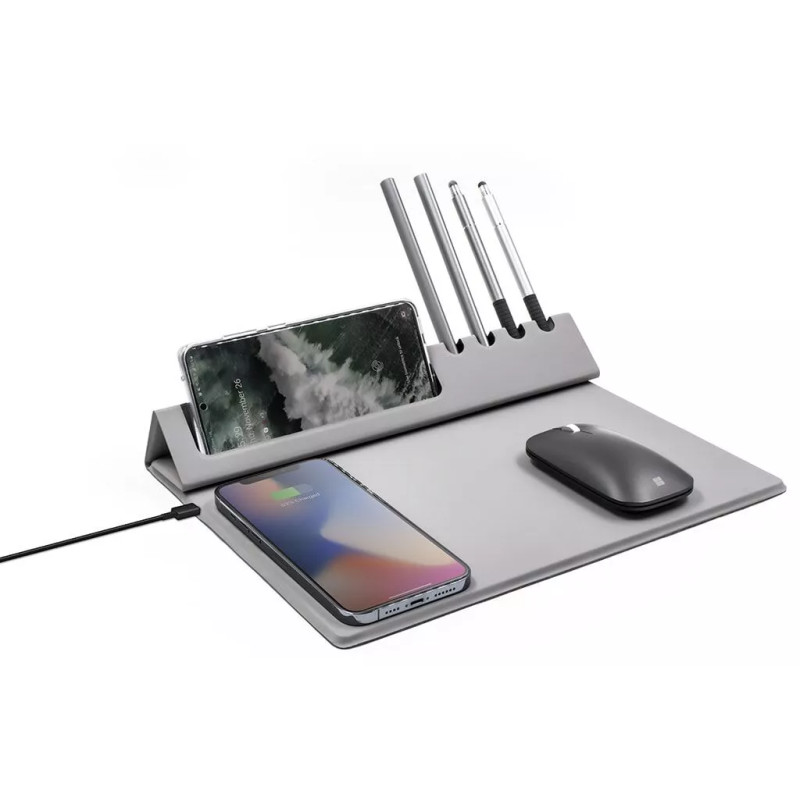 Foldable Wireless Charger, Mouse Pad, Phone Holder and Pen Holder