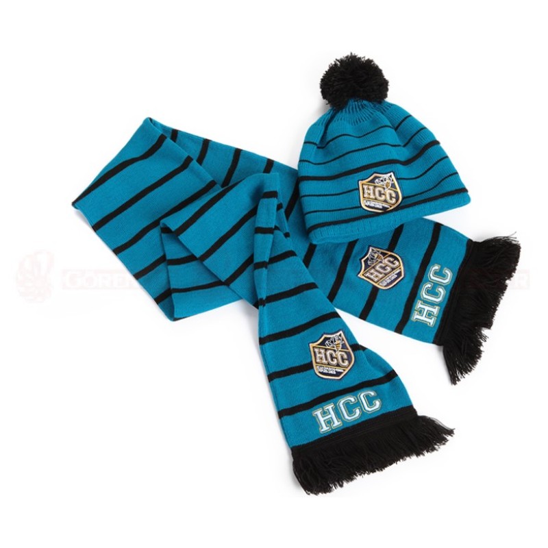 Embroidered Knitted Acrylic Scarf Beanie Set